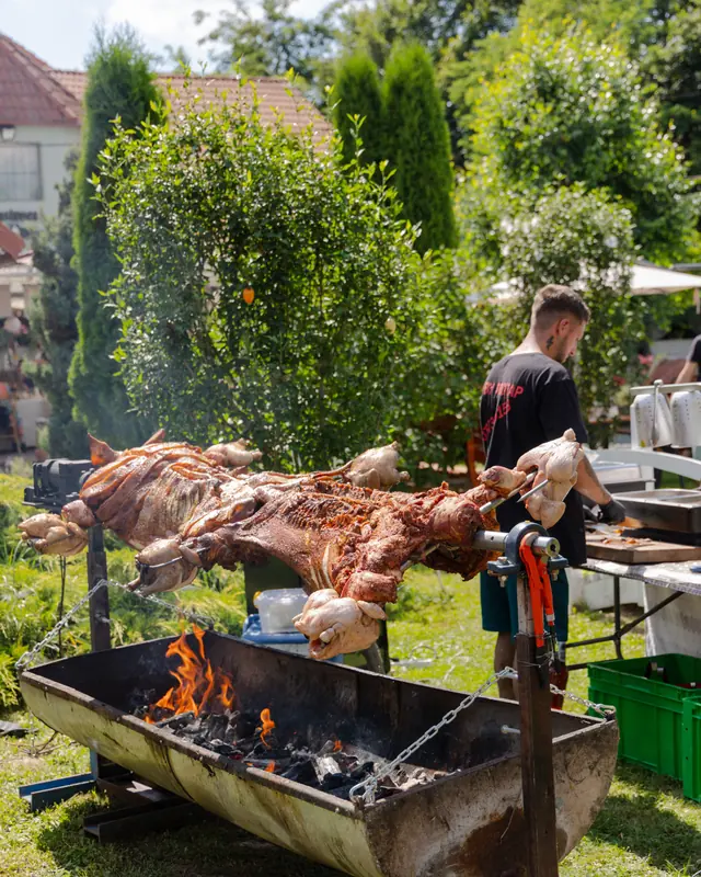 Porc la proțap, pregătit în aer liber